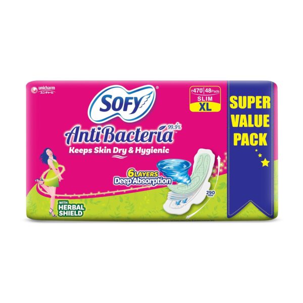 Sofy AntiBacteria Sanitary Pads XL – 290mm | Pack of 48