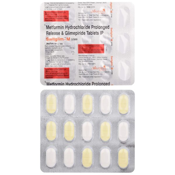 Switglim-M 2/500 – Strip of 15 Tablets